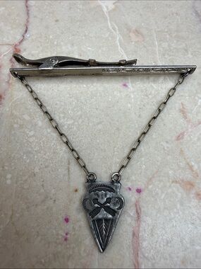 Classic Navajo Indian Silver Men's Tie Bar with Shield Pendant